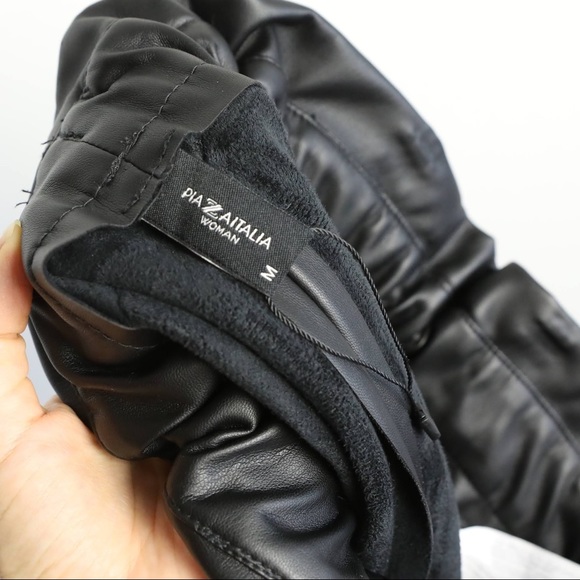 Piazza Italia black faux leather mini skirt paperbag high waisted sexy short M - Picture 2 of 6